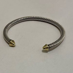 David Yurman sterling silver cable classic bangle with 14k gold.